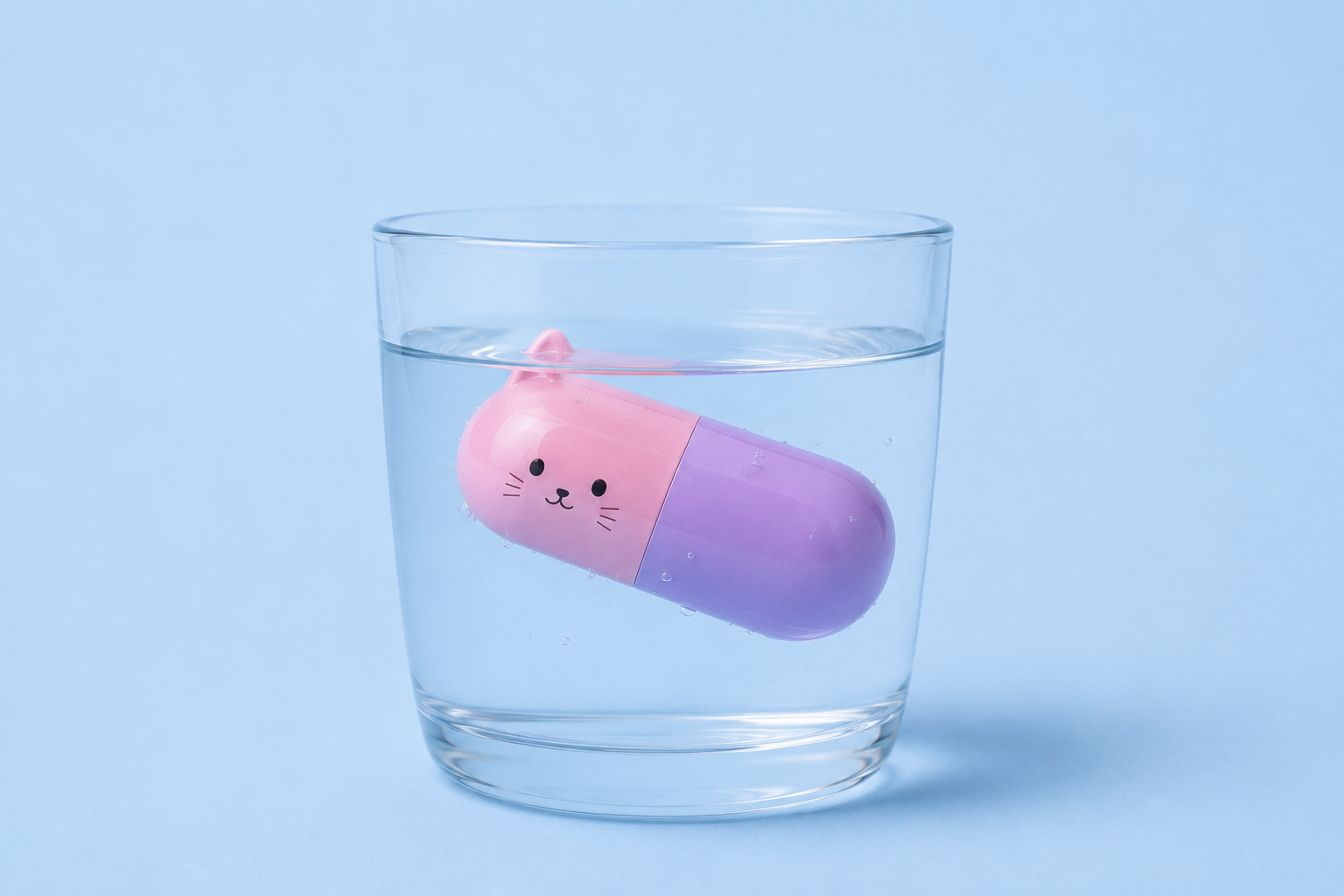 A Catamine pill dissolving in a glass of water
